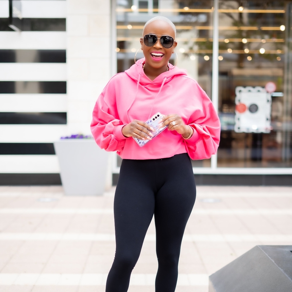 Keepin' It Casual Cropped Hoodie (Hot Pink)